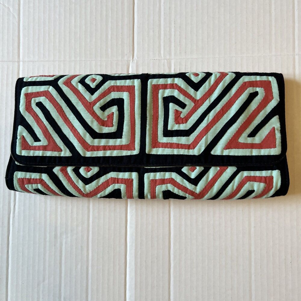 Mola Sasa Clutch Bag Black Red Light Mint